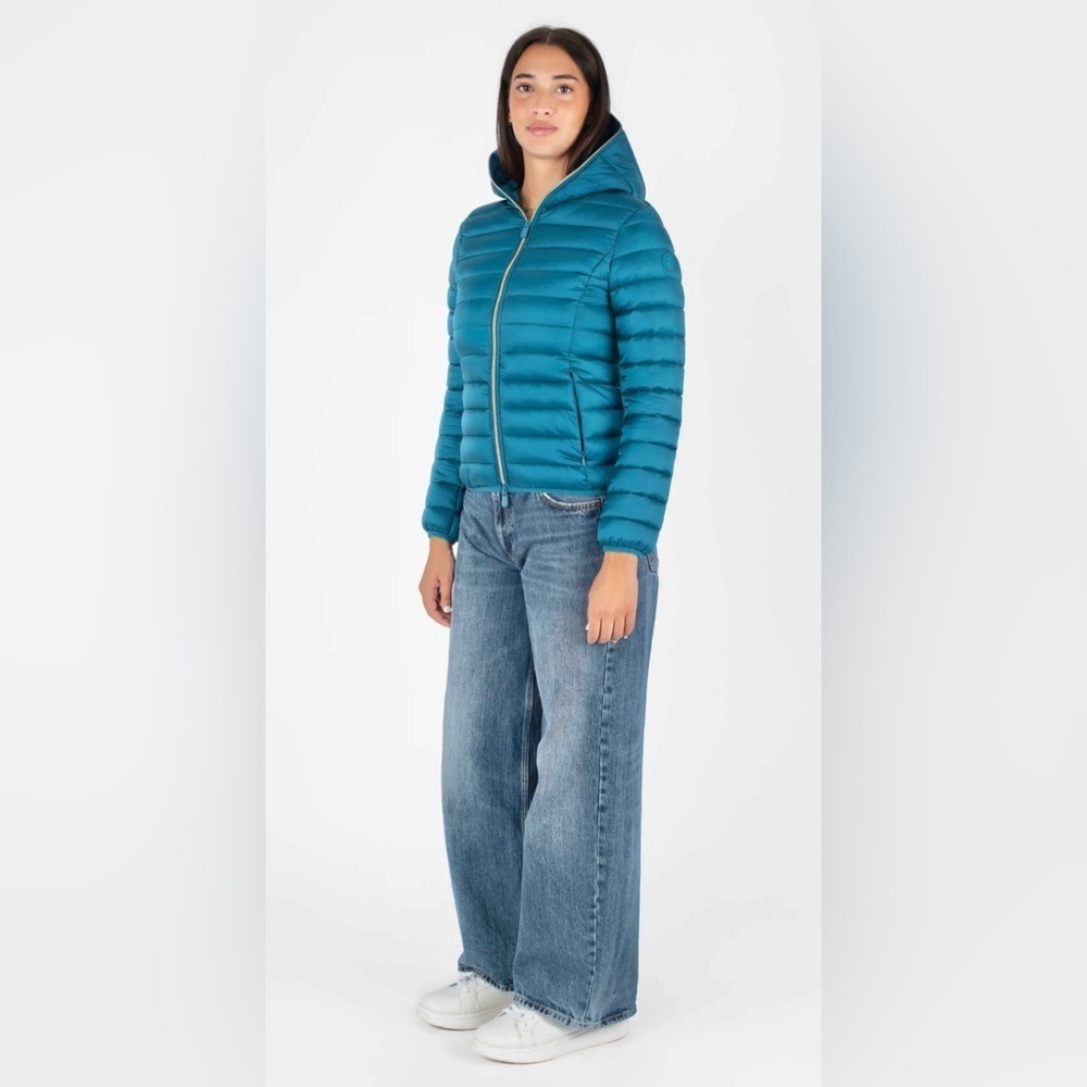 Save the duck Teal Puffer Jacket Hood 0/xs ultra light insulated down streetwear